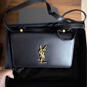 Yves Saint Laurent Black Belt Bag with Gold Logo